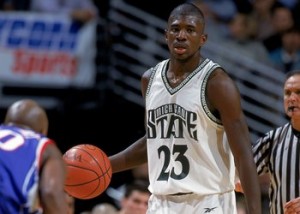 7 Dec 1999: Jason Richardson #23 of the Michigan State Spartans dribbles the ball during the game against the Kansas Jayhawks at the United Center in Chicago, Illinois. The Spartans defeated the Jayhawks 66-54. Mandatory Credit: Jonathan Daniel /Allsport
